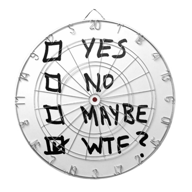 Yes, No, Maybe, WTF Next to Check Boxes Dartboard (Front)