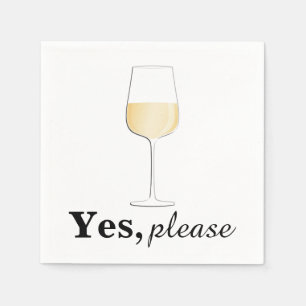 Yes, Please White Wine - Cocktail Napkin