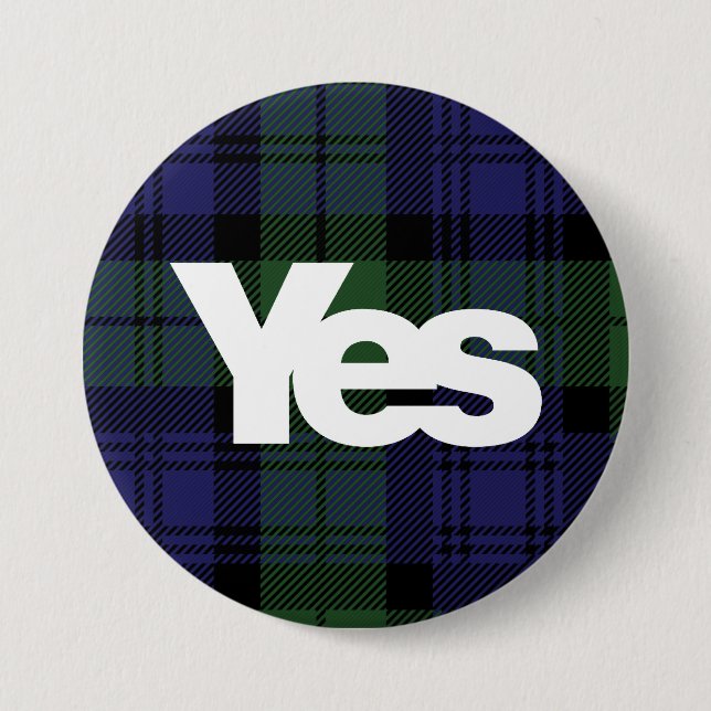 Yes Scotland Scottish Independence 2014 Tartan 3 Inch Round Button (Front)