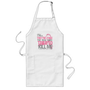 Yes They Are Fake v2 - Breast Cancer Long Apron