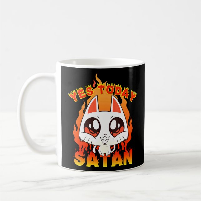 Yes Today Satan Occult Cute Satanic Cat  Coffee Mug (Left)