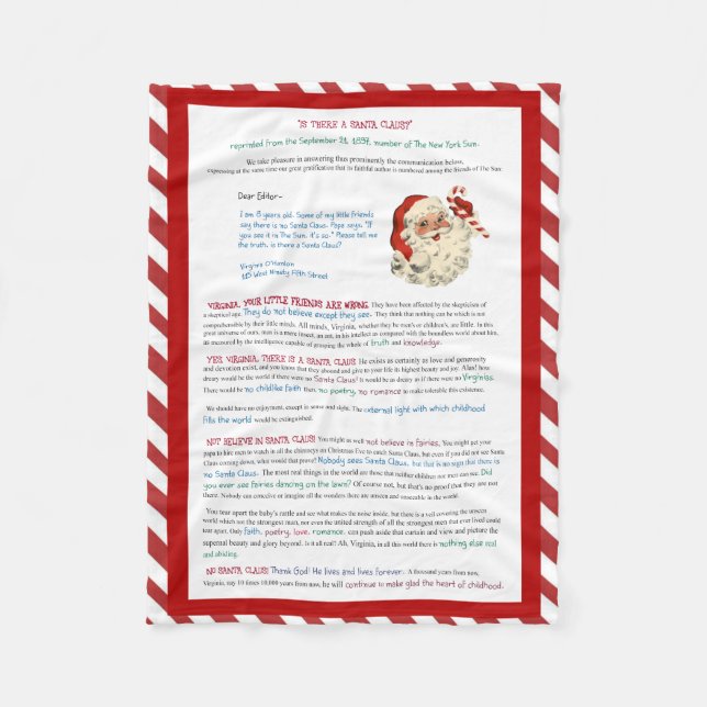 Yes, Virginia There Is a Santa Claus Christmas Fleece Blanket (Front)