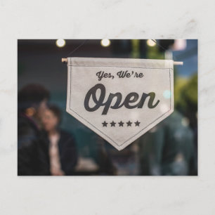 Yes, We are Open Sign Typographic Image Word Text Postcard