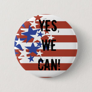 YES, WE CAN! BARACK OBAMA PRESIDENT 2 INCH ROUND BUTTON