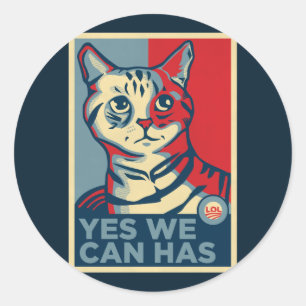 Yes We Can Has Classic Round Sticker