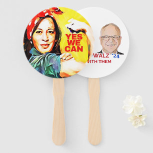 Yes We Can - Kamala Harris Tim Walz Election 2024 Hand Fan