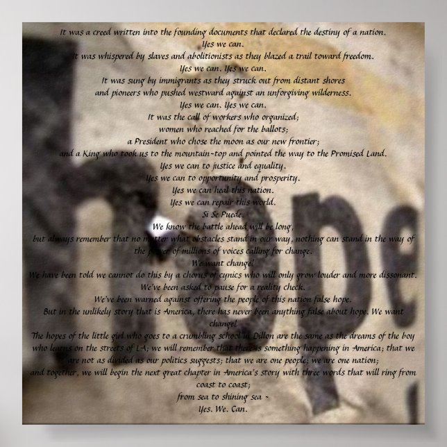 YES WE CAN POSTER (Front)