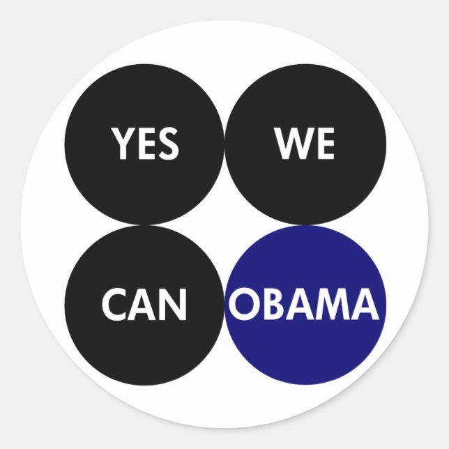 Yes We Can: Round Barack Obama Stickers (Front)