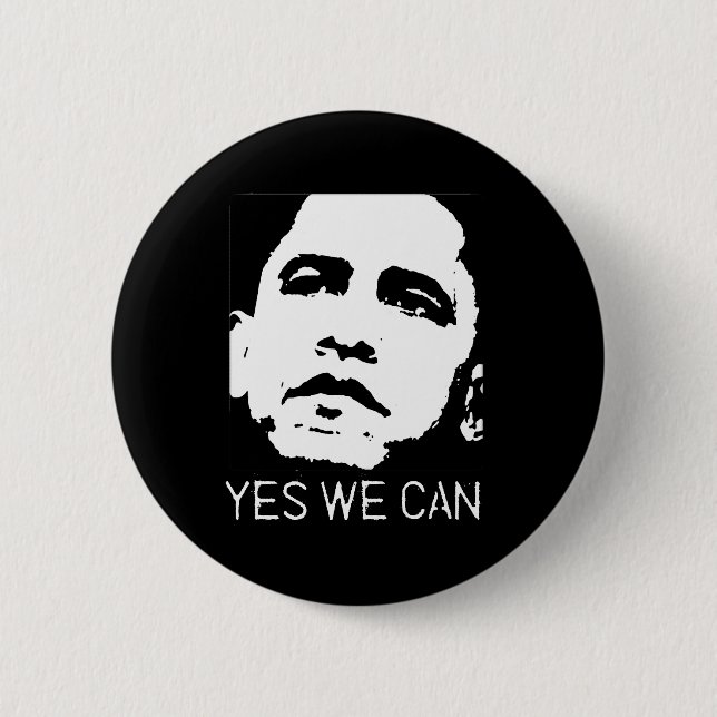 YES WE CAN T-SHIRT 2 INCH ROUND BUTTON (Front)