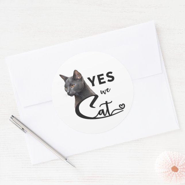 Yes We Cat - Yes We Can Classic Round Sticker (Envelope)