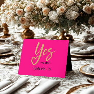 Yes We Do elegant Black Gold Wedding table number
