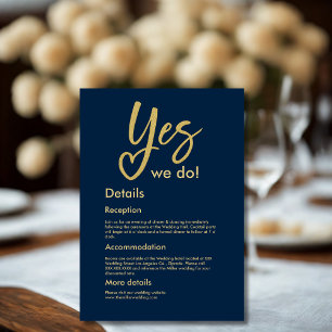 Yes We Do navy blue Gold wedding Enclosure Card