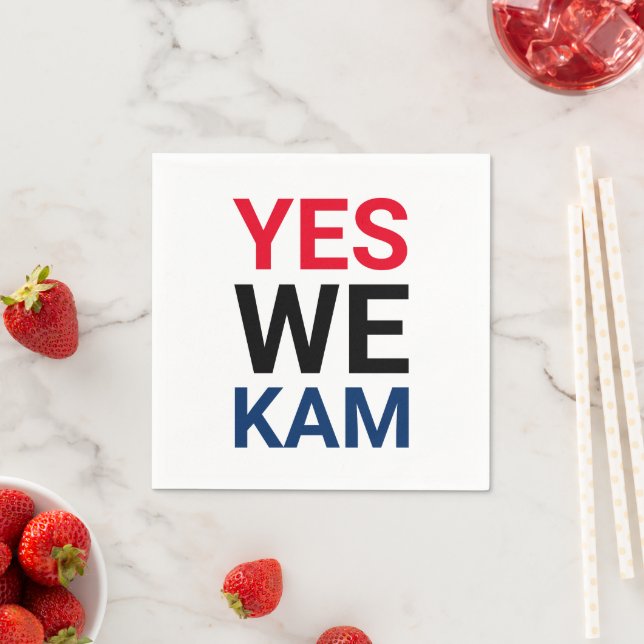 Yes We Kam funny red black blue typography Napkin (Insitu)