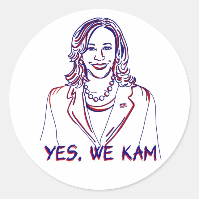 Yes, We Kam! Kamala Harris 2024 Election Classic Round Sticker (Front)