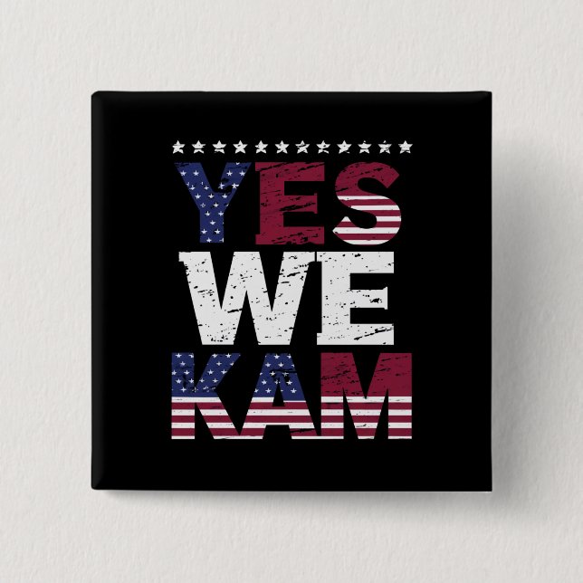 Yes We Kam Saying Quote 2 Inch Square Button (Front)
