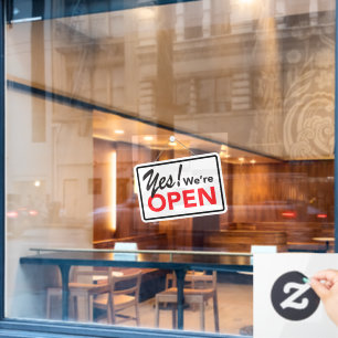 Yes We're Open Business Shop Café Window Cling