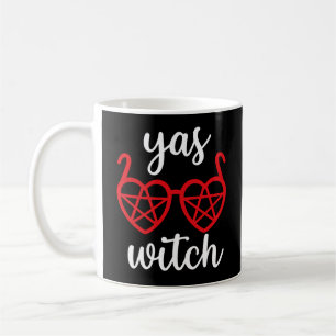 Yes Witch Gothic Heart Pentagram Glasses Halloween Coffee Mug