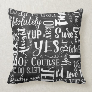 Yes Yes YES! Whimsical Reversable Throw Pillow