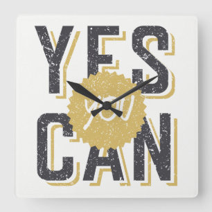 Yes You Can 3 Square Wall Clock
