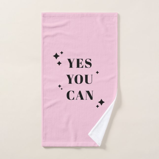 Yes You Can Inspirational Quote Bath Towel Set (Hand Towel)