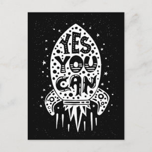 Yes You Can Rocketship Postcard