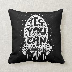 Yes You Can Rocketship Throw Pillow