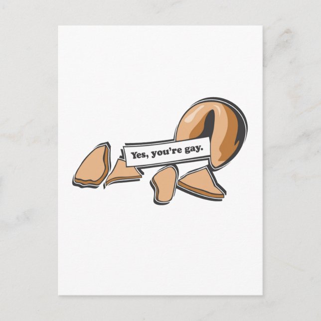YES, YOU'RE GAY FORTUNE COOKIE POSTCARD (Front)