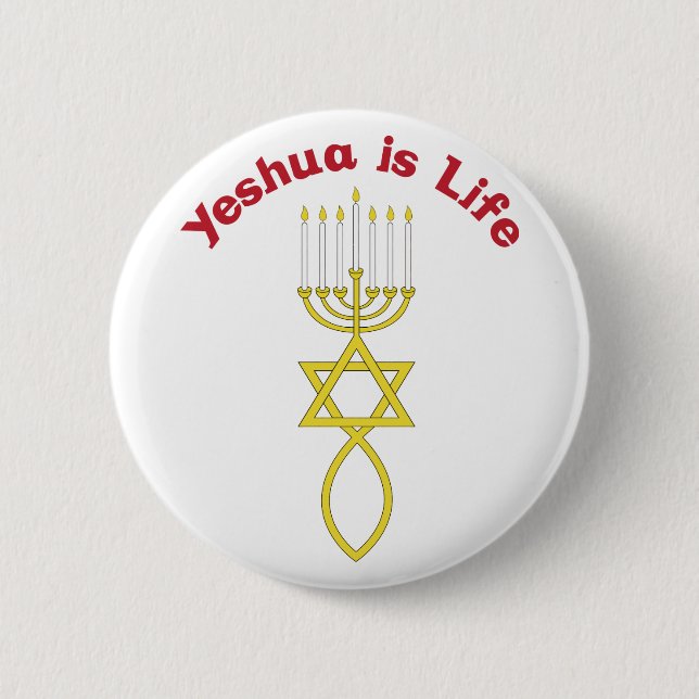 Yeshua Is Life 2 Inch Round Button (Front)