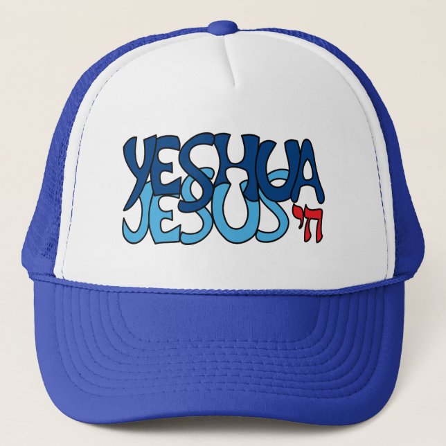 Yeshua Jesus Blue Trucker Hat (Front)