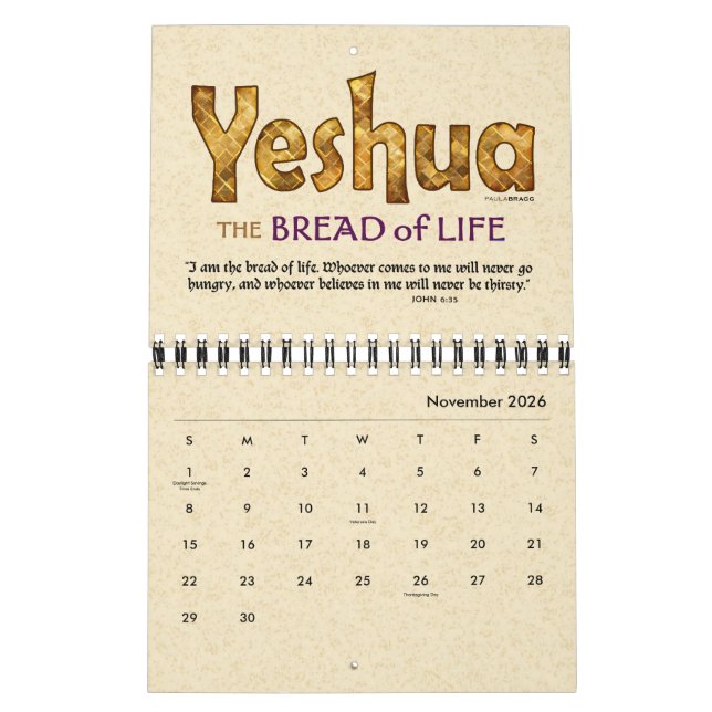 YESHUA Jesus Hebrew Jewish Name Christian Messiah Calendar (Nov 2026)