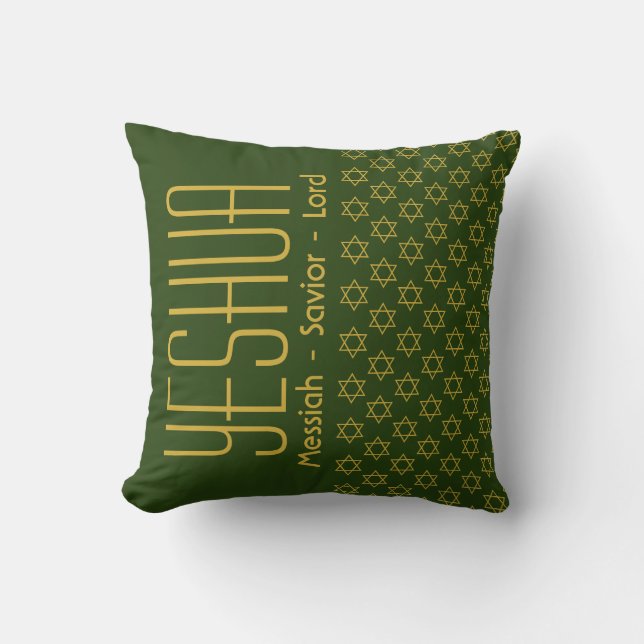 YESHUA Messiah Saviour Lord Custom Modern GREEN Throw Pillow (Front)