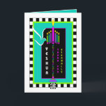 Yeshua, Thank You Eternally Card<br><div class="desc">A dove flies near this colourful menorah whose central candle represents Yeshua ha Messhiah, Jesus the Messiah. We thank Him ETERNALLY! for bringing Salvation. John 3:16 Unique menorah stand made of ampersands :^) Interior has date area and is bordered and coordinated for your writing pleasure. ~ karyn</div>
