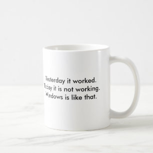 Yesterday it worked.Today it is not working.Win... Coffee Mug