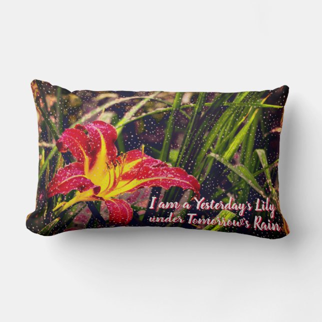 Yesterday Lily in Tomorrow Rain Lumbar Pillow (Front)