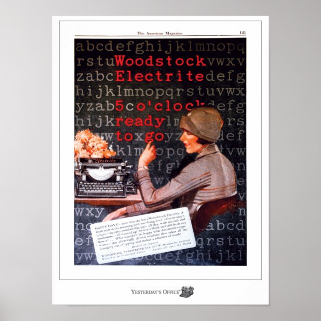 Yesterday'sOffice Woodstock Typewriter Ad Poster (Front)