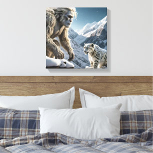 Yeti and The Snow Leopard Canvas Print
