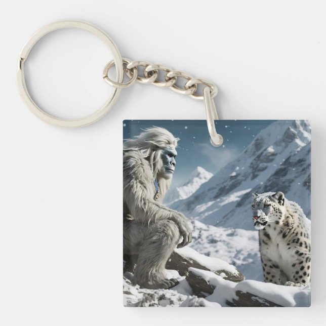 Yeti and The Snow Leopard Keychain (Front)