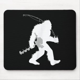Yeti Bigfoot Ice Fishing , Black, Small, Mens, Sho Mouse Pad