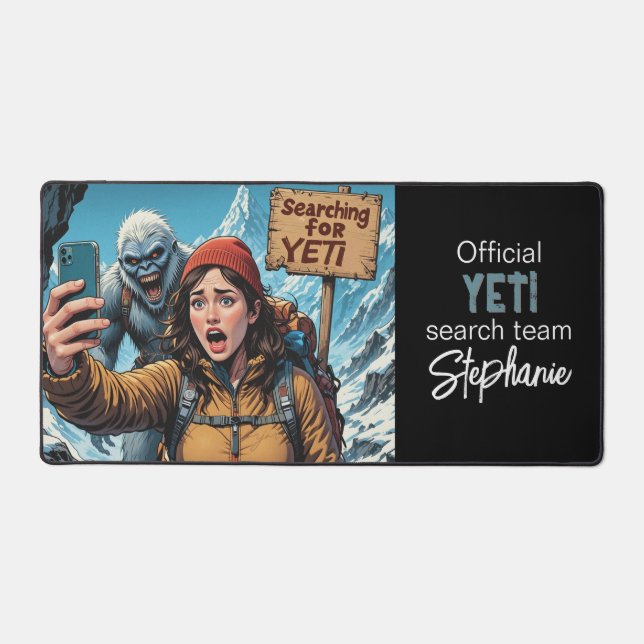 Yeti Bigfoot Sasquatch Selfie Desk Mat (Front)