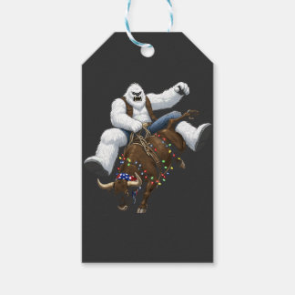 Yeti Bull Rider Santa Western Rodeo Christmas Gift Tags