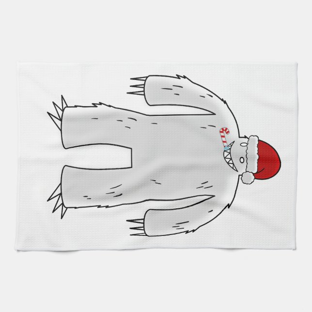 Yeti Claus Kitchen Towel (Horizontal)