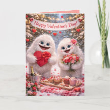 Yeti Couple Valentine's Day Card - Whimsical