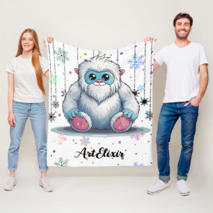 Yeti Festive Kawaii Cute Print Fleece Blanket