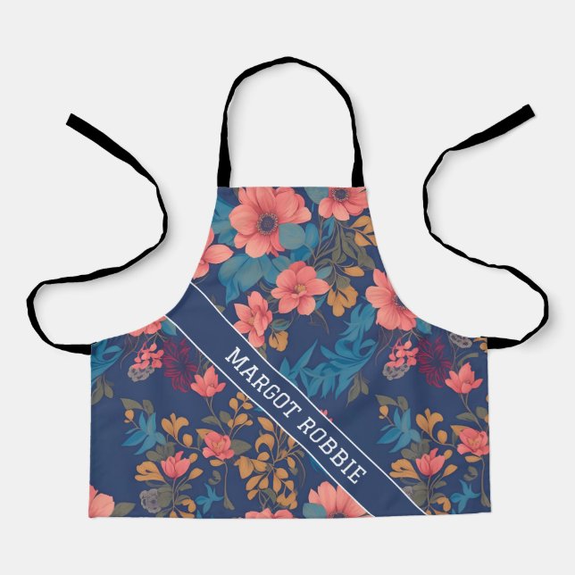 Yeti Floral Colourful Personalized Pattern Apron (Front)