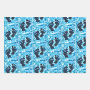 Yeti Foot Print Magnetic Card Wrapping Paper Sheet