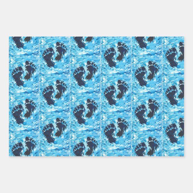 Yeti Foot Print Magnetic Card Wrapping Paper Sheet (Front)