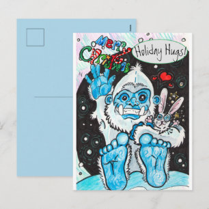 Yeti Holiday Hugs Postcard
