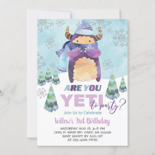 Yeti invitation d'anniversaire fille d'hiver, invi