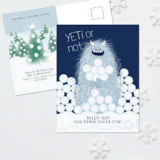 Yeti or Not Balls-Out Christmas Cheer Holiday Postcard