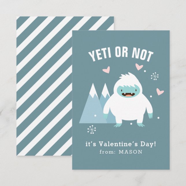 "Yeti or Not" Classroom Valentine Card (Front/Back)